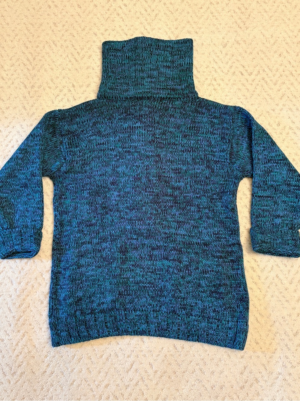 Vintage Joan Vass Knitted Tunic Sweater Size M Blue Green Pockets Acrylic Wool - Picture 4 of 14